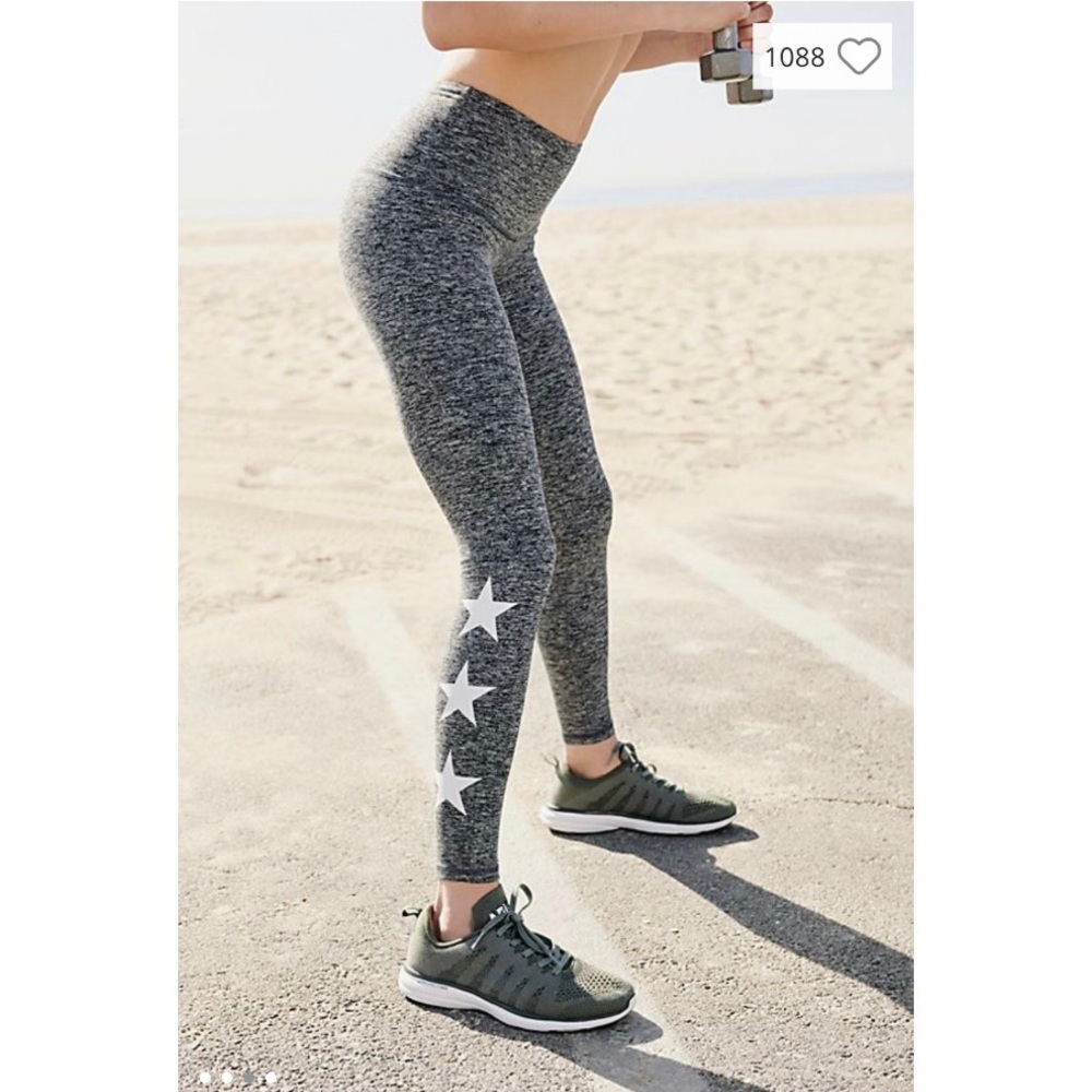 Strut This x Free People High Rise Teagan Star Ankle Legging NWT Gray White XS